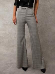 Avenya Women's Casual Plaid Wide Leg Pants, Suitable For Commute Fall Cloth For Women