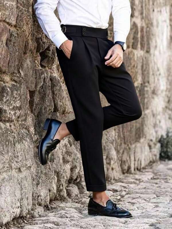 Manfinity Bizformal Men's Casual Daily Wear For Commuting, Featuring Classic Navy Blue Plaid Suit Pants. This Makes A Perfect Gift For Boyfriends Or Husbands. Men's Casual Daily Wear For Commuting, Featuring Classic Light Gray Suit Pants. This Makes A Perfect Gift For Boyfriends Or Husbands. Men's Plain Minimalist Fashion Casual Suit Pants, Everyday Wear , Men Dress Pants , Black Dress Pants