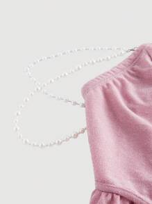 SHEIN MOD Áo cúp ngực chi tiết xích màu hồng thanh lịch cỡ lớn - Hồng - Xem 4
