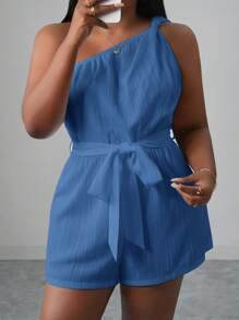 Slaydiva 2025年女士夏季休闲连体裤，百搭连体裤，适合日常穿着、度假、邮轮旅行、海滩度假、日光浴。单肩扭腰设计，纹理面料，抽绳腰部设计，修身版型，白色