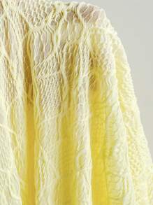 Soleia 度假休闲 V 领喇叭袖浅黄色纹理面料长袖衬衫 - 黃色 - 查看 5