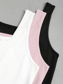 Sweetra Áo ba lỗ xếp ly cổ vuông ngắn mùa hè cỡ lớn cho nữ - Nhiều màu - Xem 5