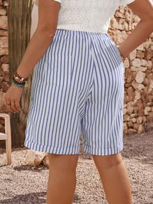 EMERY ROSE Quần short sọc thoải mái giản dị cỡ lớn - Nhiều màu - Xem 2
