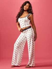 Missguided x Playboy Conjunto de pijama estampado con logo de conejito acogedor para Navidad - Blanco y Negro - Ver 5