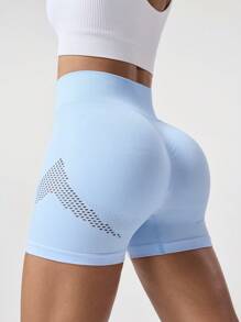 Seamluxe SHEIN Sport Einfarbige nahtlose perforierte High Waist Sporthosen