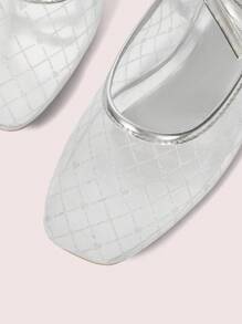 CUCCOO DOLLMOD Women's Fashion Versatile Breathable Mesh & PU Silver Flat Slip-On Shoes