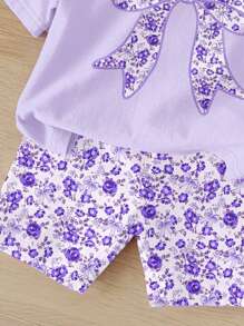 SHEIN Set casual da ragazza di 2 pezzi composto da shorts e maglietta a maniche corte, adatto per l'estate