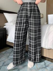 Dazy Plus Pantalones de pijama de talla grande con cintura elástica, estampado de tartán y diseño holgado, para todas las estaciones