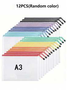 Extra Large Grid Waterproof Zipper Document Bag - A3/A4/B4/A5/B5/B6 Transparent Student And Professional Document Organizer, Ideal For Paper And Exam Storage. - Multicolor - View 13