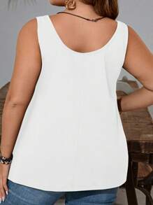EMERY ROSE Casual Minimalist White Thick Strap Loose Tank Top For Women,Slightly Sheer Suitable For Summer