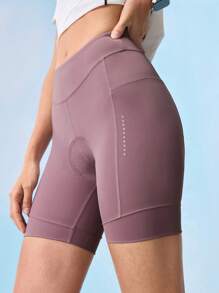 In My Nature 女士纯色休闲紧身提臀运动骑行短裤徒步女装 - 紫色 - 查看 6