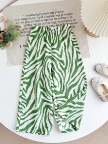 SHEIN Young Girl Woven Mommy And Me Matching Loose Geometric Pattern Casual Pants (2 Sets Sold Separately), Suitable For Outings And Other Occasions - Green - View 8