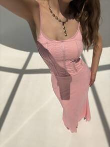 Aloruh Romantic Date, Spring/Summer Party Ball Sleeveless Lace Mermaid Dress, Pink - Baby Pink - View 7