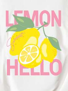 Manfinity Joysei Standard Fit Men's Summer Lemon Print White Crew Neck T-Shirt ( Fabric) - White - View 3