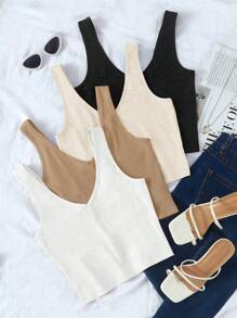 Breezaya Damen Einfarbiges V-Ausschnitt Sommer Lässig und vielseitig einsetzbares Basic Trägershirt