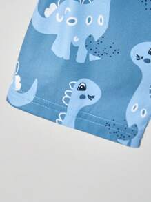 6 pièces/set Pyjamas ou tenue décontractée d'été pour bambin garçon, incluant un t-shirt à manches courtes à col rond confortable avec imprimé mignon de dinosaure et un short