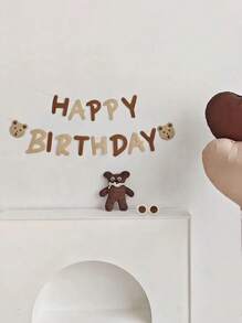SHEIN 1 bộ cờ kéo sinh nhật cao cấp - Đồ trang trí tiệc sống động với biểu ngữ tái sử dụng, phông nền chống thấm nước cho trang trí tường văn phòng tại nhà - Màu nâu  Mocha - Xem 2