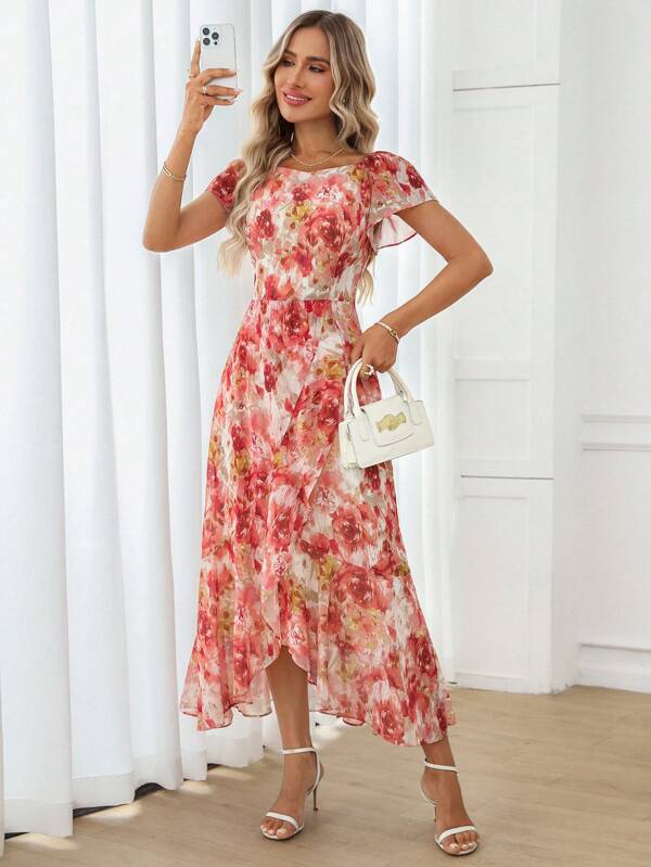 Miaspire Vestido largo de mujer con manga corta, de moda para el verano