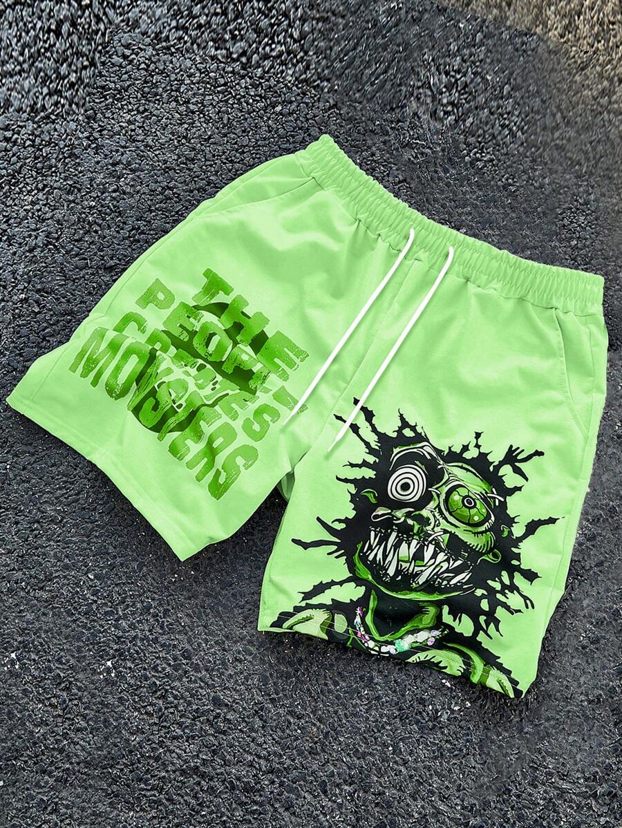 Manfinity EMRG Men's Green Monster Street Fashion Digital Print Beige ...
