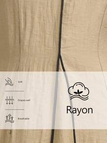 Aalyst Minimalist Contrast Color Sleeveless Dress, Casual & Vacation Style, Khaki - Khaki - View 6