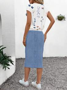 SHEIN LUNE 2 piezas Conjuntos de faldas con textura de verano para mujer