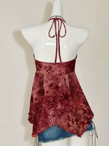 Attitoon Diseño impreso vintage minimalista de Perry de ancho completo en rojo - Multicolor - Ver 2