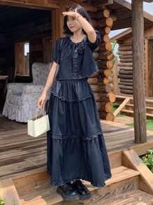 FRIFUL Women Denim Two Pieces Outfits Women Summer Clothing Woman S Summer Clothes Women S Clothes Work Summer Dresses Women Plus Clothing Formal