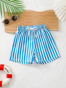 SHEIN Baby Boy Casual Gestreepte Zwembroek met Trekkoord Taille, Zomer