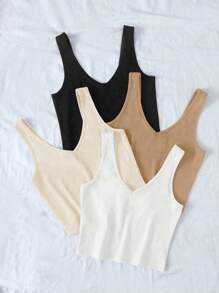 Breezaya Damen Einfarbiges V-Ausschnitt Sommer Lässig und vielseitig einsetzbares Basic Trägershirt