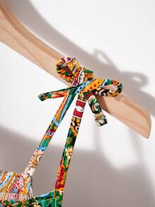 青少年女孩休闲全印花无袖连体裤 - 彩色 - 查看 4