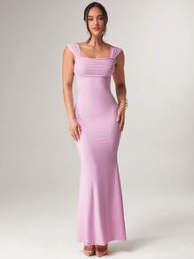 Silquee 女士粉色露背露背设计美人鱼连衣裙夏季，女士夏季服装，夏季服装，女士沙滩装，女士优雅服装，女士夏季连衣裙，毕业服装，毕业礼服，飘逸连衣裙，伊比沙岛服装，狂欢节服装/狂欢，节日夏季节日海滩度假女士连衣裙生日女士休闲连衣裙 - 粉色 - 查看 3