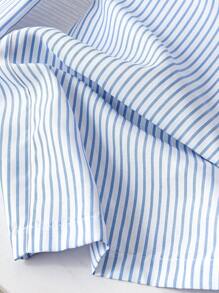 SHEIN LUNE Women's Summer All-Match Versatile Striped Patchwork Drawstring Pants Fall Cloth For Women - Blue and White - View 4