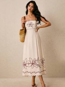 Poéselle Abiti da donna ricamati e con stampe, abiti con schiena scoperta e lacci, abiti boho da resort, abiti da donna con stampa floreale, abiti casual con spalline sottili per vacanze, outfit da concerto country per donne, abbigliamento da festival streetwear