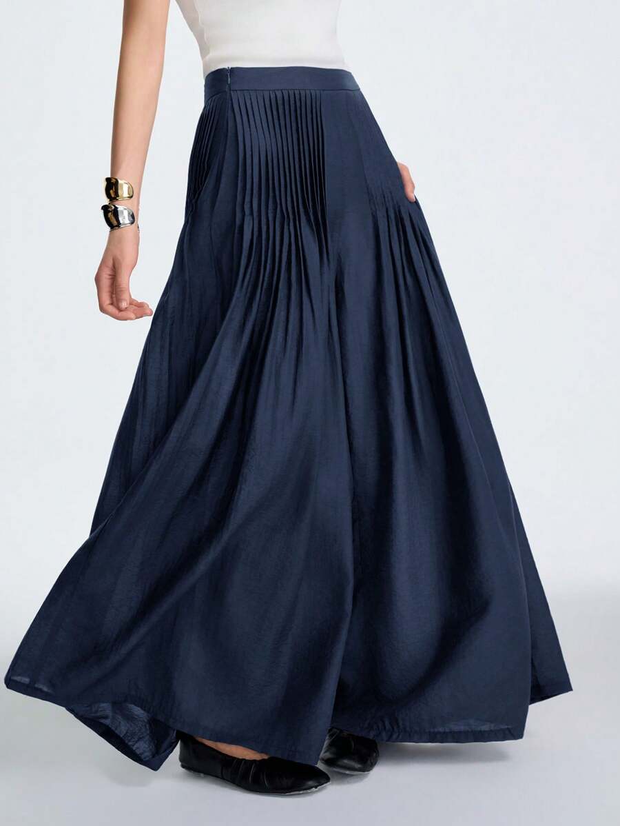 Aalyst 女士时尚阔腿裤，2025年春季新款休闲百褶宽松轻便长裤