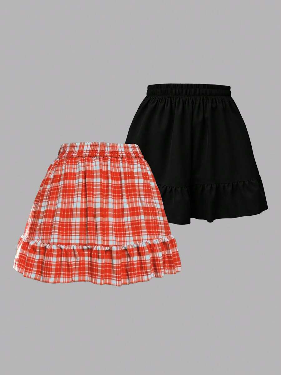 INAWLY Women Casual Ruffle Hem Skirt, Summer - Multicolor - View 1