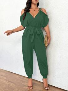 Celure Women's Loose Casual Jumpsuit For Summer - Dark Green - View 3