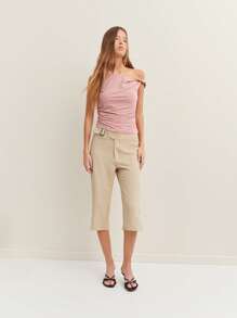 Nöista Quần Capri có chi tiết hình chiếc xô - Lý tưởng để nâng tầm buổi tối mùa hè của bạn - Màu be - Xem 4