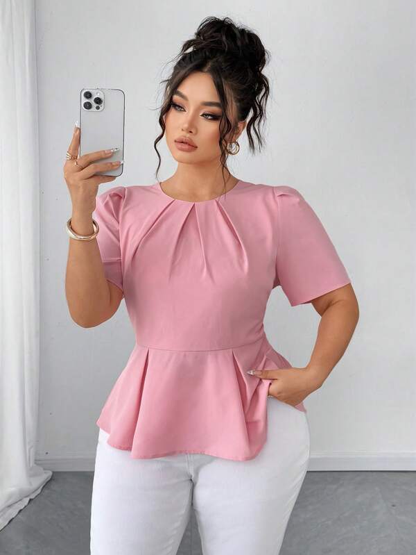 Elenzga Camisa de verano elegante tejida para mujer de talla grande