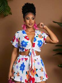 Maweii 2pcs/Set Plus Size Women Summer Vacation Casual Loose Fitting Camisole Top And Wide Leg Pants Set, Textured Fabric - Beige - View 3