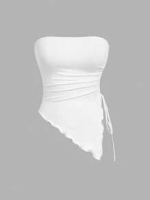 SHEIN MOD 多件式紧身胸衣上衣，侧边系腰褶，复古印花抹胸，秋季上衣，外出上衣，棕色背心