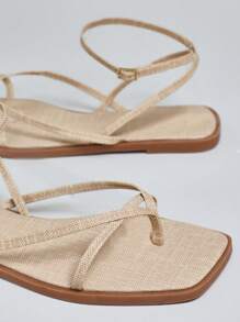 Solezae 女士舒适日常夏季可爱度假休闲基本款平底凉鞋 - 米色 - 查看 6