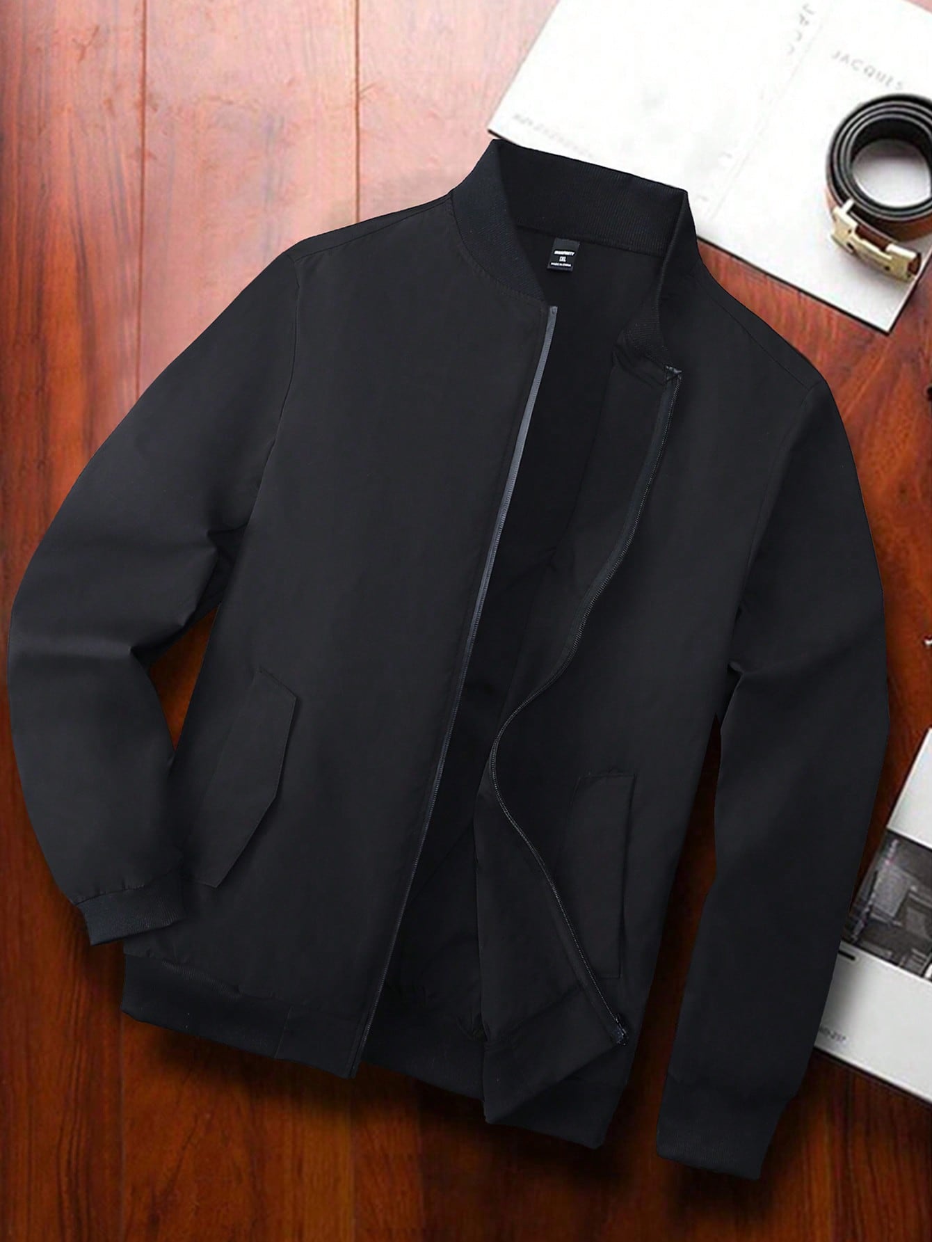 جاكيت كاجوال بأكمام طويلة وإغلاق سحاب للرجال ذوي ا...