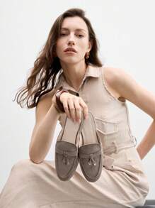 CUCCOO BIZCHIC 女士休闲卡其色百搭平底乐福鞋 - 卡其色 - 查看 7