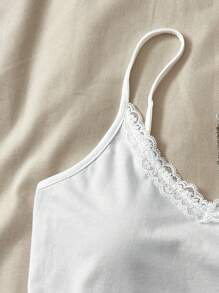 SHEIN 少女白色蕾丝芭蕾吊带背心 - 白色 - 查看 4
