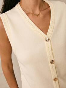 Poéselle Cárdigan casual para mujer, chaleco de punto de cable de unicolor