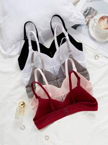 5pcs/Pack Seamless Wireless Bra For Teen Girls , Comfort Underwear With Non-Padded Cup, Suitable For High School Students & Teen Girl Back To School Fashion - Multicolor - View 2