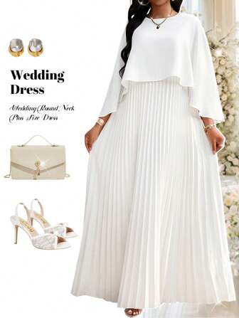 Fleurora 加大码纯色百褶连衣裙，时尚夏季教堂节日女士礼服