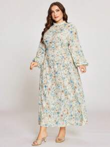 Graceveil Váy in thêu thắt eo thanh lịch cho nữ cỡ lớn - Màu be - Xem 3