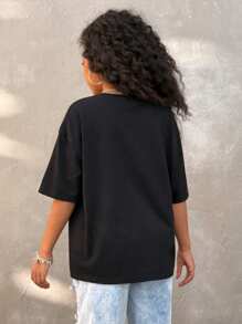 Coolane Kids Camisetas negras de estilo callejero Y2K grunge para preadolescentes en primavera/verano - Negro - Ver 6