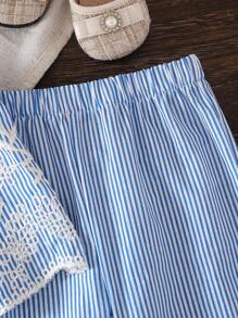2pcs/Set Baby Girl 2025 Summer New Sleeveless Tank Top + Casual Long Pants Suit - Blue - View 5